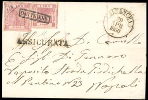 1860 - 1 grano rosa carminio e 5 grana ... 