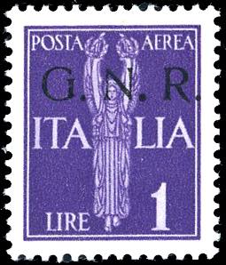 1943 - 1 lira, soprastampa G.N.R. di ... 