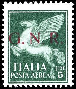 1943 - 5 lire, soprastampa G.N.R. di ... 