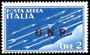 1943 - 2 lire, soprastampa G.N.R. di ... 