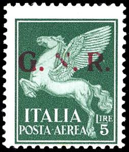 1943 - 5 lire, soprastampa G.N.R. di ... 