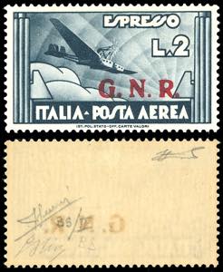 1943 - 2 lire, soprastampa G.N.R. di ... 