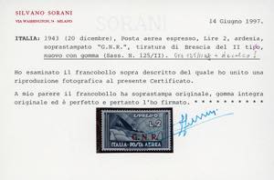 1943 - 2 lire, soprastampa G.N.R. ... 