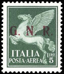 1943 - 5 lire, soprastampa G.N.R. di ... 