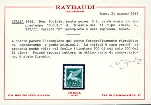 1943 - 5 lire, soprastampa G.N.R. ... 