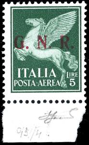 1943 - 5 lire, soprastampa G.N.R. di ... 