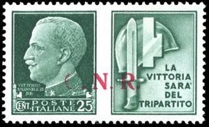 1943 - 25 cent. Milizia, soprastampa G.N.R. ... 