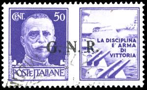 1943 - 50 cent. Marina, soprastampa G.N.R. ... 