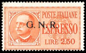 1943 - 2,50 lire, soprastampa G.N.R. di ... 