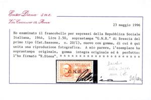 1943 - 2,50 lire, soprastampa ... 