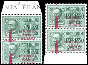 1944 - 1,25 lire, soprastampa in carmnio ... 