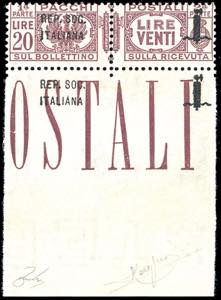 1944 - 20 lire, soprastampa ripetuta anche ... 