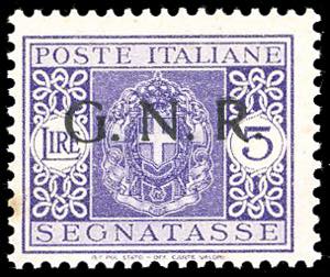 1944 - 5 lire, soprastampa G.N.R. di Verona, ... 