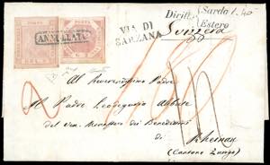 1859 - 2 grana rosa carminio, III tavola, 5 ... 