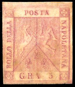 1859 - 5 grana carminio rosa, II tavola (9), ... 