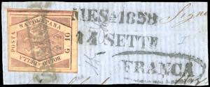 1858 - 10 grana rosa brunastro, I tavola, ... 