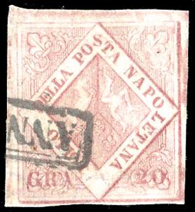 1858 - 20 grana rosa brunastro, I tavola ... 