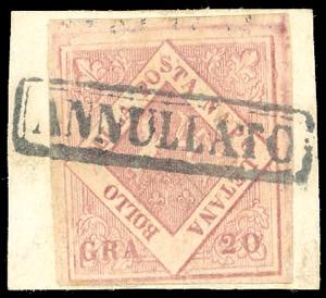 1858 - 20 grana rosa brunastro, I tavola ... 