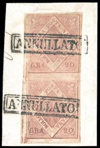 1858 - 20 grana rosa lillaceo, I tavola ... 