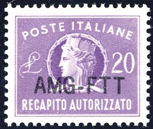RECAPITO AUTORIZZATO 1954 - 20 lire lilla, ... 