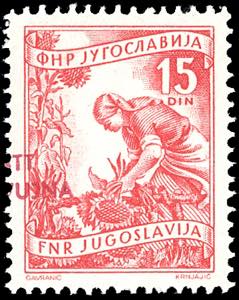 1953 - 15 d. soprastampato, disegno ... 