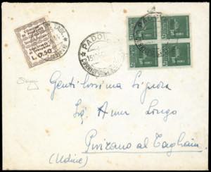 PINZANO 1944 - 0,50 lire marca del servizio ... 