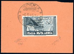 IMPERIA 1945 - 2 lire ardesia soprastampato, ... 