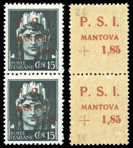 MANTOVA 1945 - 1,85 lire su 15 cent., ... 