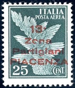 PIACENZA POSTA AEREA 1945 - 25 cent. verde ... 