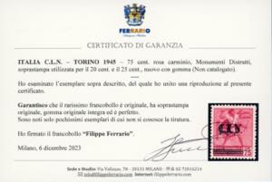 TORINO 1945 - 75 cent. rosa ... 