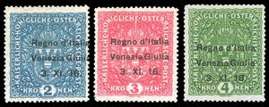 VENEZIA GIULIA 1918 - 2 k., 3 k. e 4 k. ... 