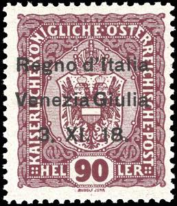 VENEZIA GIULIA 1918 - 90 h. lilla rosso, ... 
