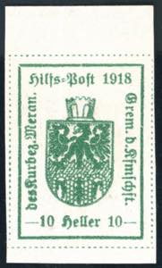 MERANO 1918 - 10 h. verde, COLORE DIVERSO ... 