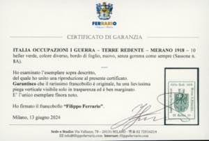 MERANO 1918 - 10 h. verde, COLORE ... 