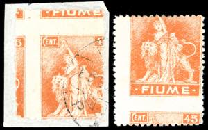 FIUME 1919 - 45 cent. Allegorie e Vedute, ... 