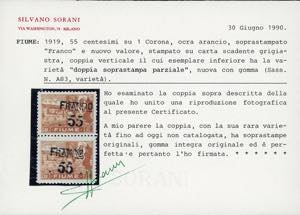 FIUME 1919/20 - 55 cent. su 1 cor. ... 