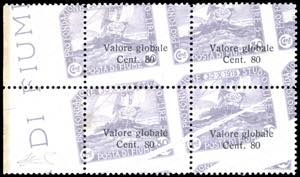 FIUME 1919 - 80 cent. su 80 cent. lilla ... 