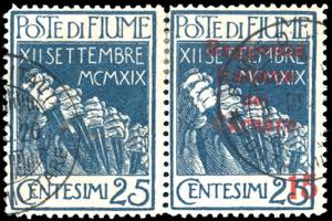 FIUME 1920 - 15 cent. su 25 cent. ... 