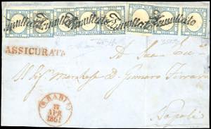 1861 - 2 grana azzurro (20b), sei ... 