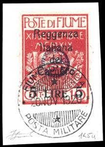 FIUME 1920 - 5 lire su 10 lire soprastampato ... 