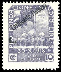 FIUME 1921 - 10 lire soprastampato ... 