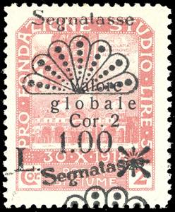 FIUME SEGNATASSE 1921 - 1 lira su 2 cor. ... 