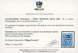 ZONA FIUMANO KUPA 1941 - 20 d. ... 