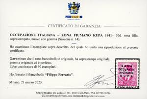 ZONA FIUMANO KUPA 1941 - 30 d. ... 