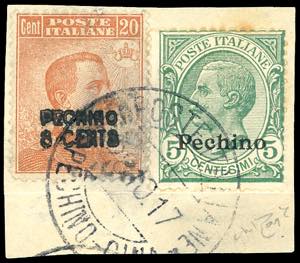 PECHINO 1917 - 8 cents su 20 cent., ... 
