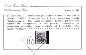 PECHINO 1920 - 2 dollari su 5 l. ... 