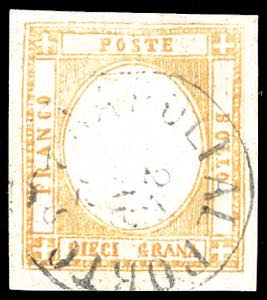 1862 - 10 grana arancio, falso per posta del ... 