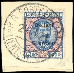 TIENTSIN 1921 - 2 dollari su 5 lire, ... 