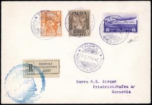 POSTA AEREA 1933 - 5 lire Zeppelin, con ... 