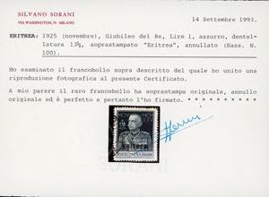 1925 - 1 lire Giubileo, dent. 13 ... 